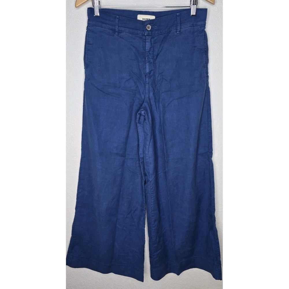 Baldwin Kansas City Blue Chloe Wide Leg Linen Blend Pants 29x30.5 Career Boho